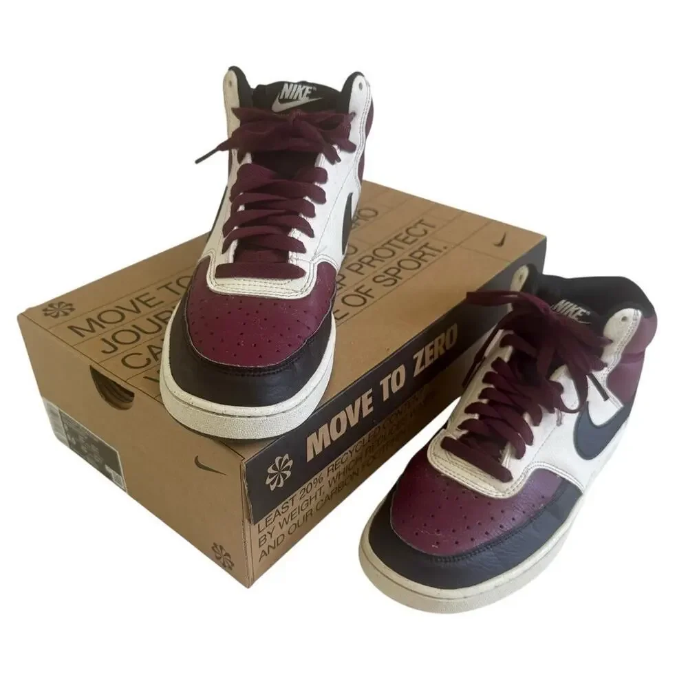 NIKE Court Vision LO NN Shoes Black/University Red White Maroon Men 8 Women 9.5 - Picture 2 of 13